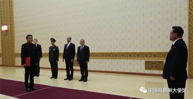 中國駐(zhù)朝鮮大使(shi)王亞軍向(xiang)崔龍海委(wei)員長遞交(jiao)國書